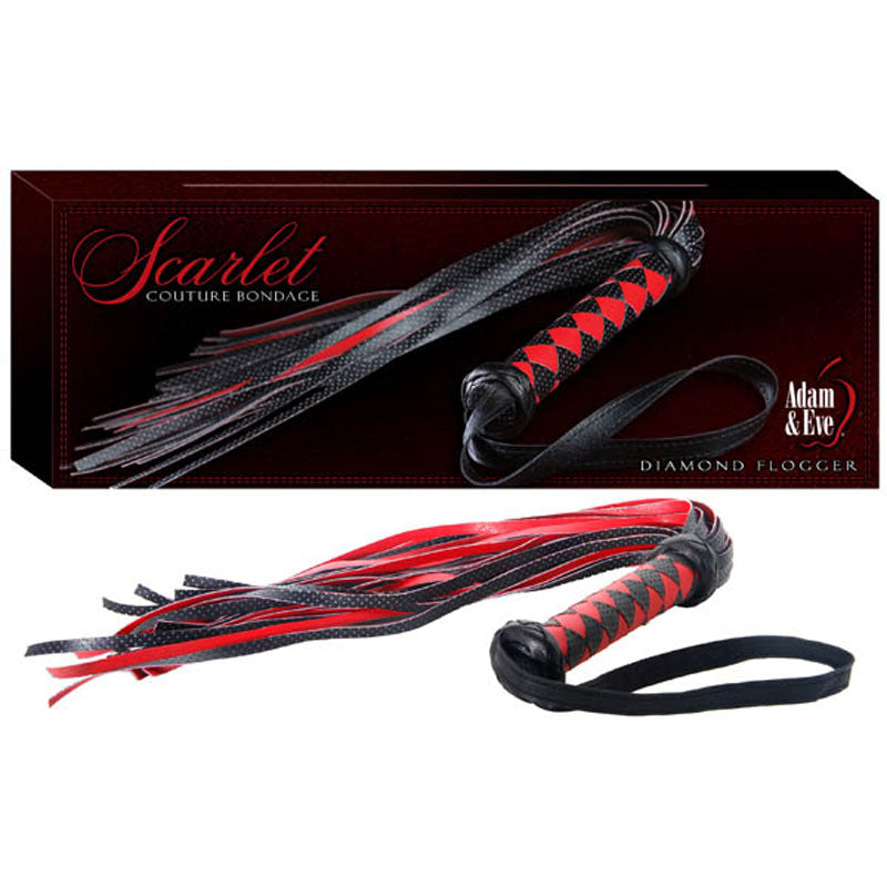 Adam & Eve Scarlet Couture Diamond Flogger - Secure Wrist Loop