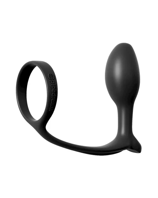 Ass-Gasm Cock Ring Beginners Plug - Cock Ring with Anal Plug (Longer)