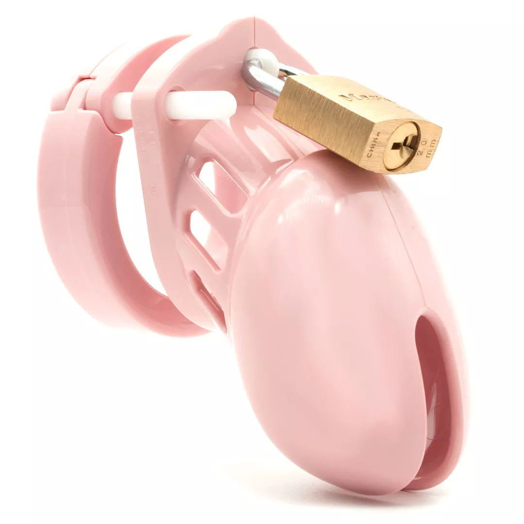 Pleasure Haven Pink Resin Chastity Cage - 5 Ring Sizes Included
