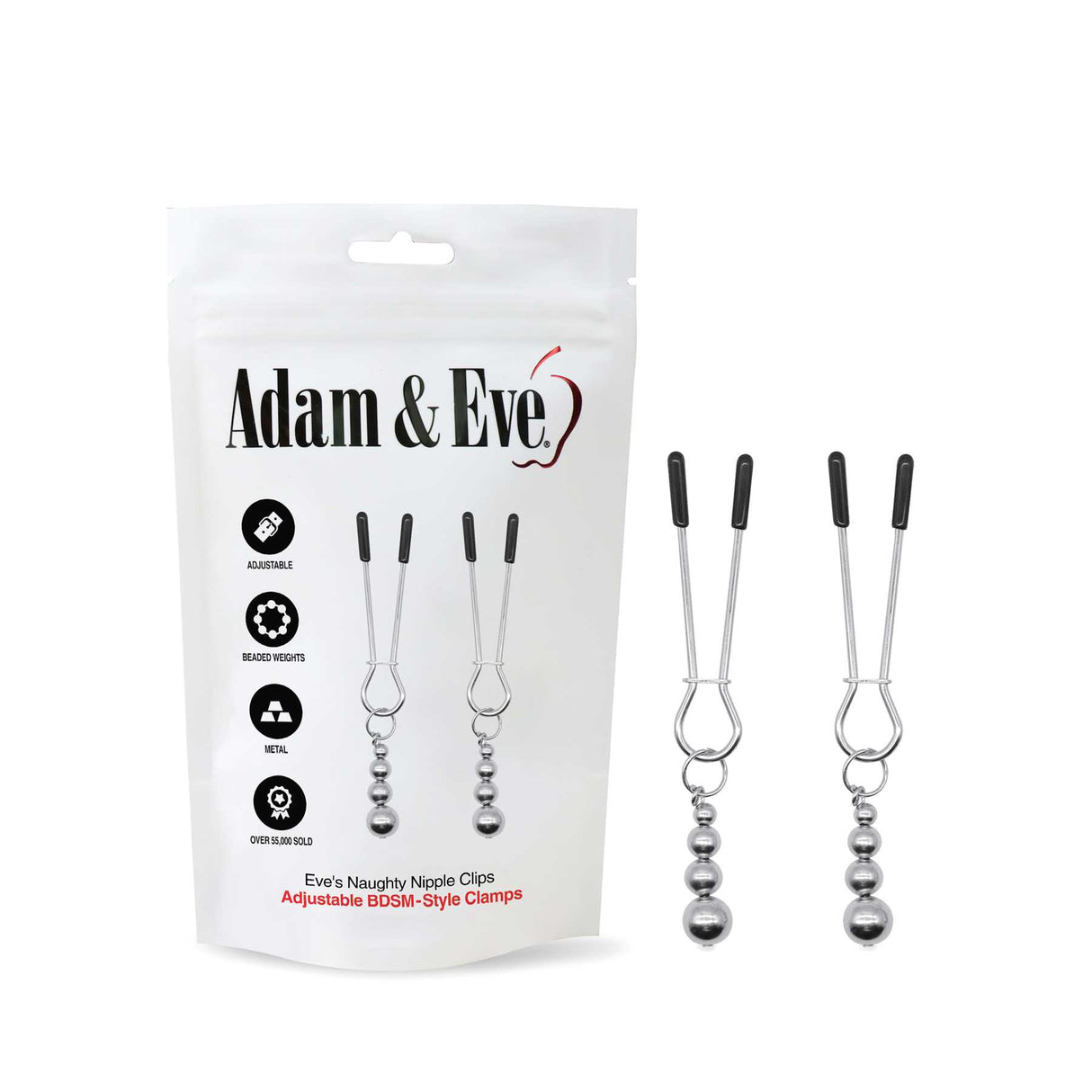 Adam & Eve Naughty Adjustable Nipple Clamps (Pack of 2)