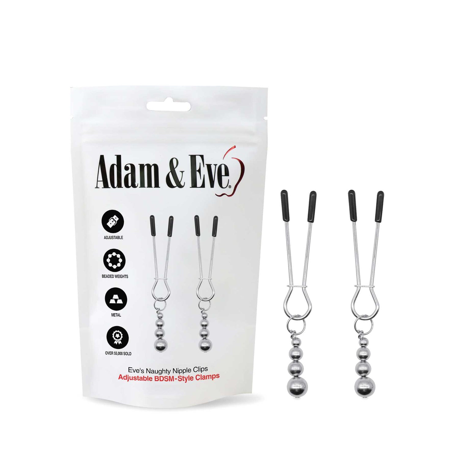Adam & Eve Naughty Adjustable Nipple Clamps (Pack of 2)