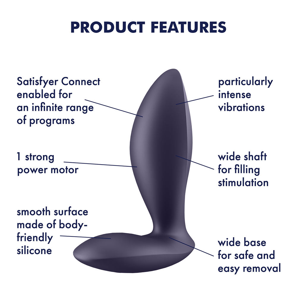 Satisfyer Power Plug | App Controlled A-Hole Vibrator | Deep Vibrations | Waterproof | Body-Safe Silicone