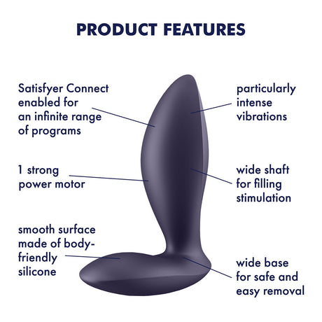 Satisfyer Power Plug | App Controlled A-Hole Vibrator | Deep Vibrations | Waterproof | Body-Safe Silicone