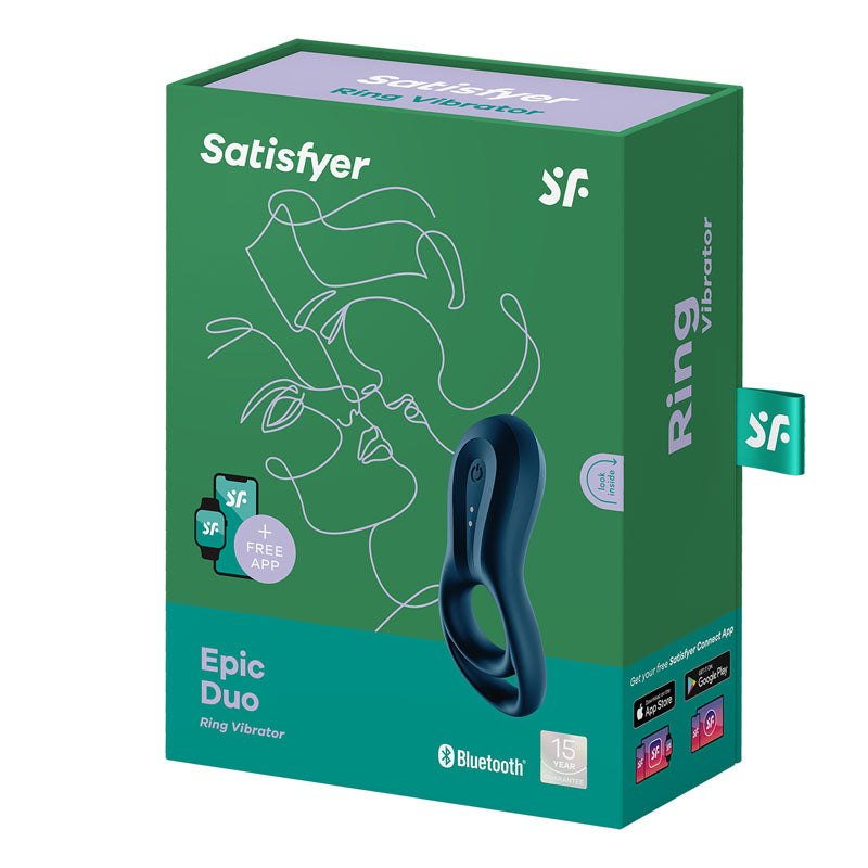 Satisfyer Epic Duo Cock & Balls Ring with Ridged Design - App Controlled