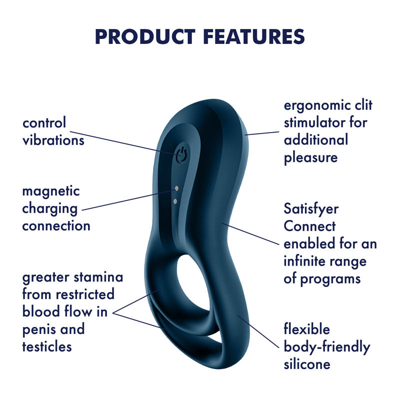 Satisfyer Epic Duo Cock & Balls Ring with Ridged Design - App Controlled
