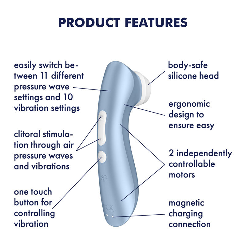 Satisfyer Pro 2+ Blue | Air Pulse + Vibration | Waterproof & Body-Safe Silicone