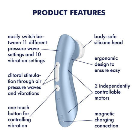 Satisfyer Pro 2+ Blue | Air Pulse + Vibration | Waterproof & Body-Safe Silicone