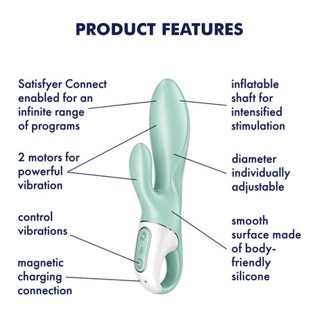 Satisfyer Air Pump Bunny 5 | Inflatable & App-Controlled | Dual Stimulation