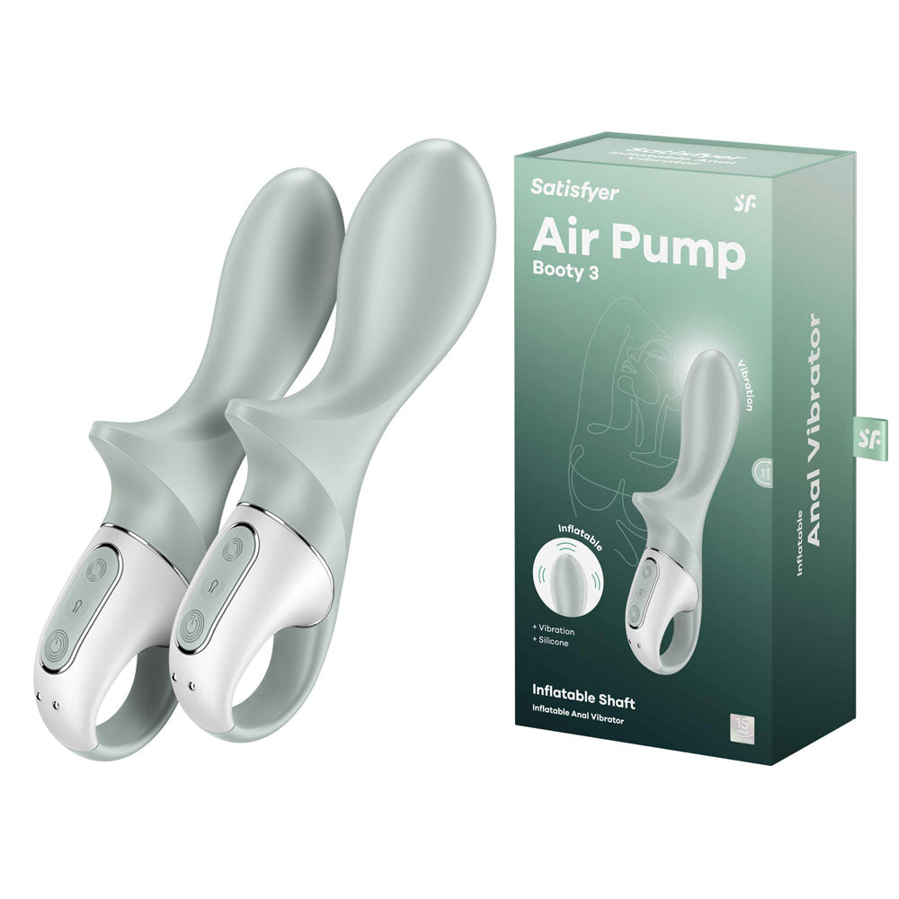 Satisfyer Air Pump Booty 3 Grey | Inflatable Tip & 12 Vibration Modes