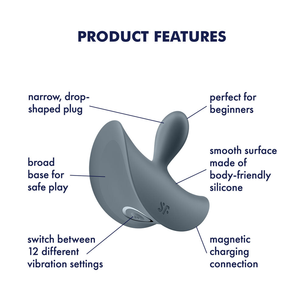 Satisfyer Booty Absolute Beginners 2 | Slim, Teardrop Plug | 12 Vibrations | Body-Safe Silicone