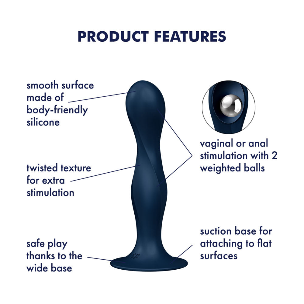 Satisfyer Double Ball-R Blue | Weighted Plug with Suction Base | Waterproof | Soft Silicone