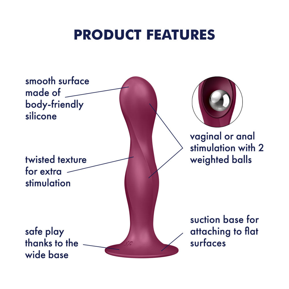 Satisfyer Double Ball-R Red | Weighted Plug with Suction Base | Waterproof | Soft Silicone