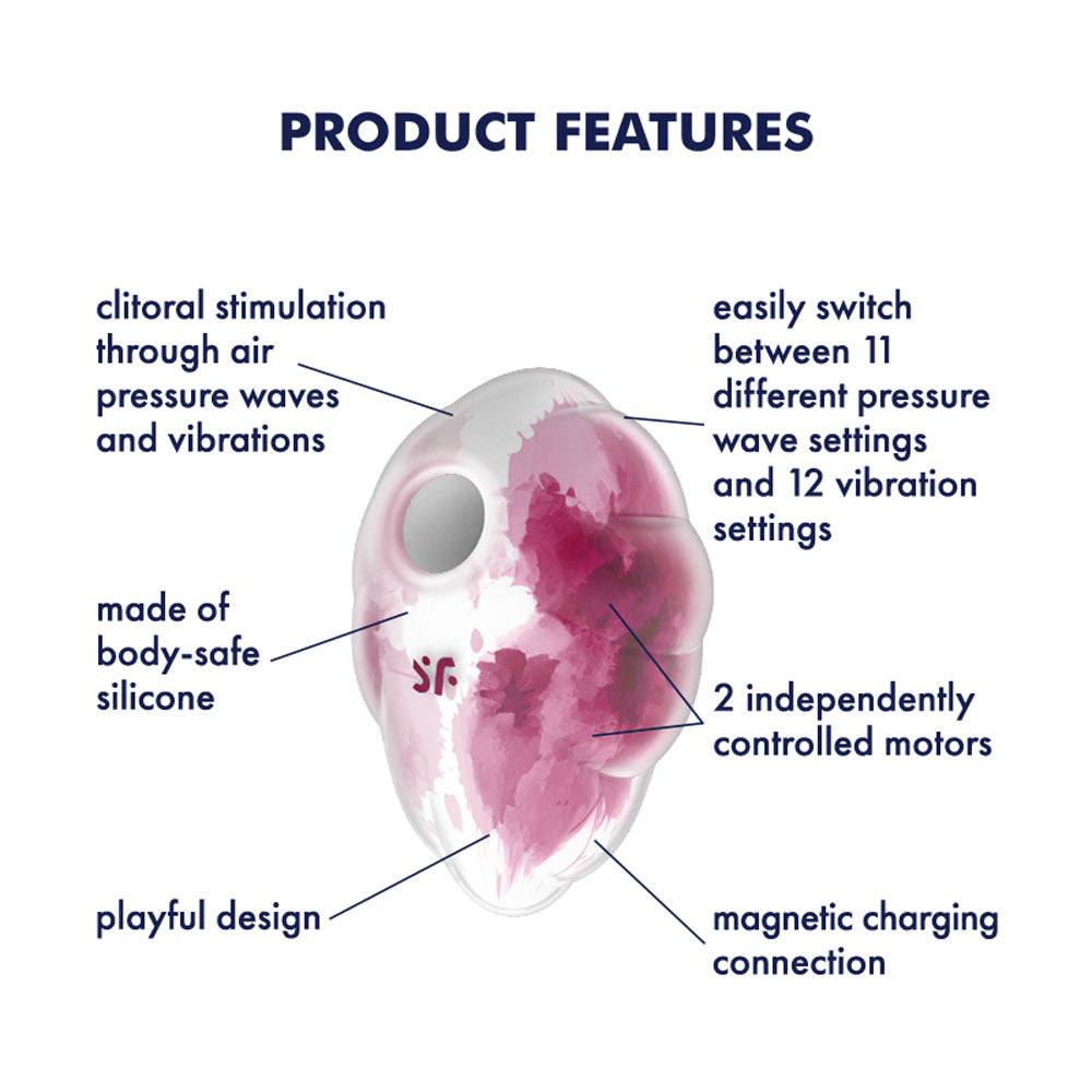 Satisfyer Cloud Dancer Red | Vibrating Air Pulse Stimulator | 11 Pressures & 12 Programs