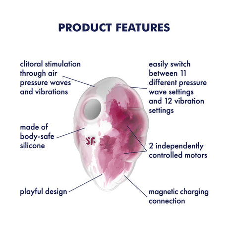 Satisfyer Cloud Dancer Red | Vibrating Air Pulse Stimulator | 11 Pressures & 12 Programs