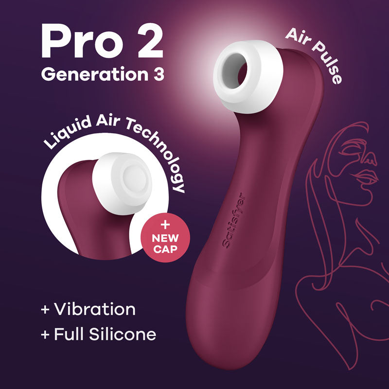 Satisfyer Pro 2 Gen 3 Wine Red - App Controlled with Air Pulse & Liquid Air Tech