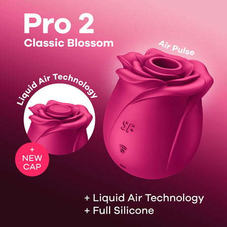 Satisfyer Pro 2 Classic Blossom Rose Vibrator - Air Pulse & Liquid Air Tech