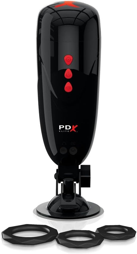 PDX Extreme Toyz Elite Dirty Talk Vibrating Vagina Stroker with Suction Cup & Sound