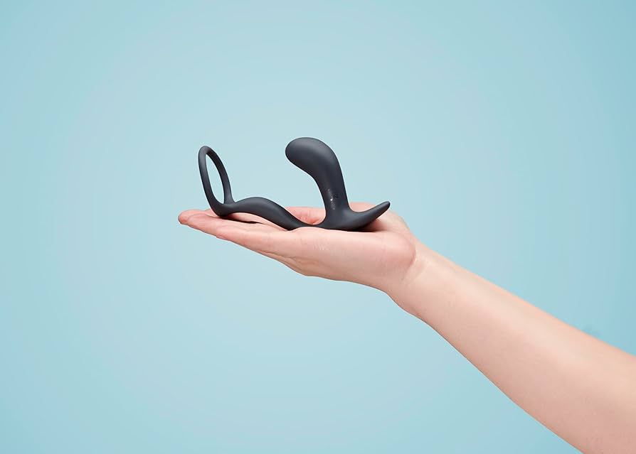 Ass-Gasm Cock Ring Beginners Plug - Cock Ring with Anal Plug (Longer)