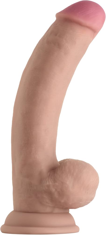 8.5" Silicone Dildo with Balls - Curved & Harness-Compatible (Pine)