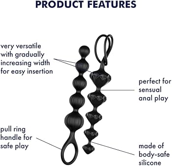 Satisfyer Love Beads – Black Silicone Anal Beads (Set of 2)