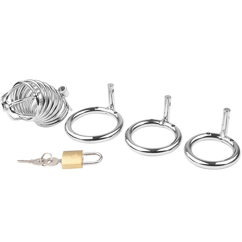 Pleasure Haven Coiled Metal Chastity Cage with 3 Ring Sizes - Waterproof