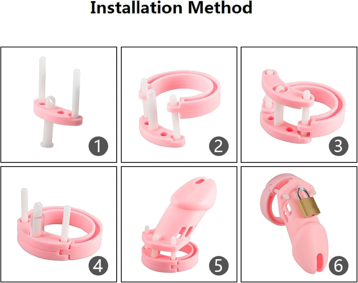 Pleasure Haven Pink Resin Chastity Cage - 5 Ring Sizes Included
