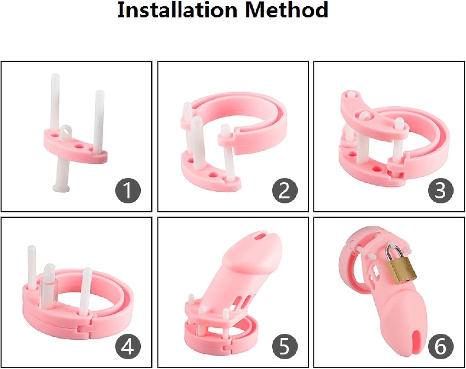 Pleasure Haven Pink Resin Chastity Cage - 5 Ring Sizes Included