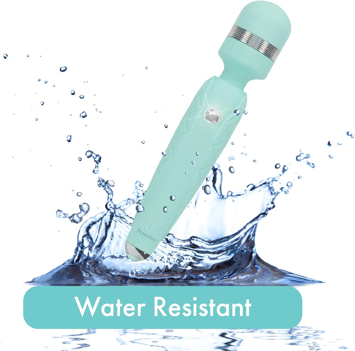 Cheeky Pillow Talk Petite Wand Massager (Teal) - Travel Lock, Flexible Head & Splash-proof