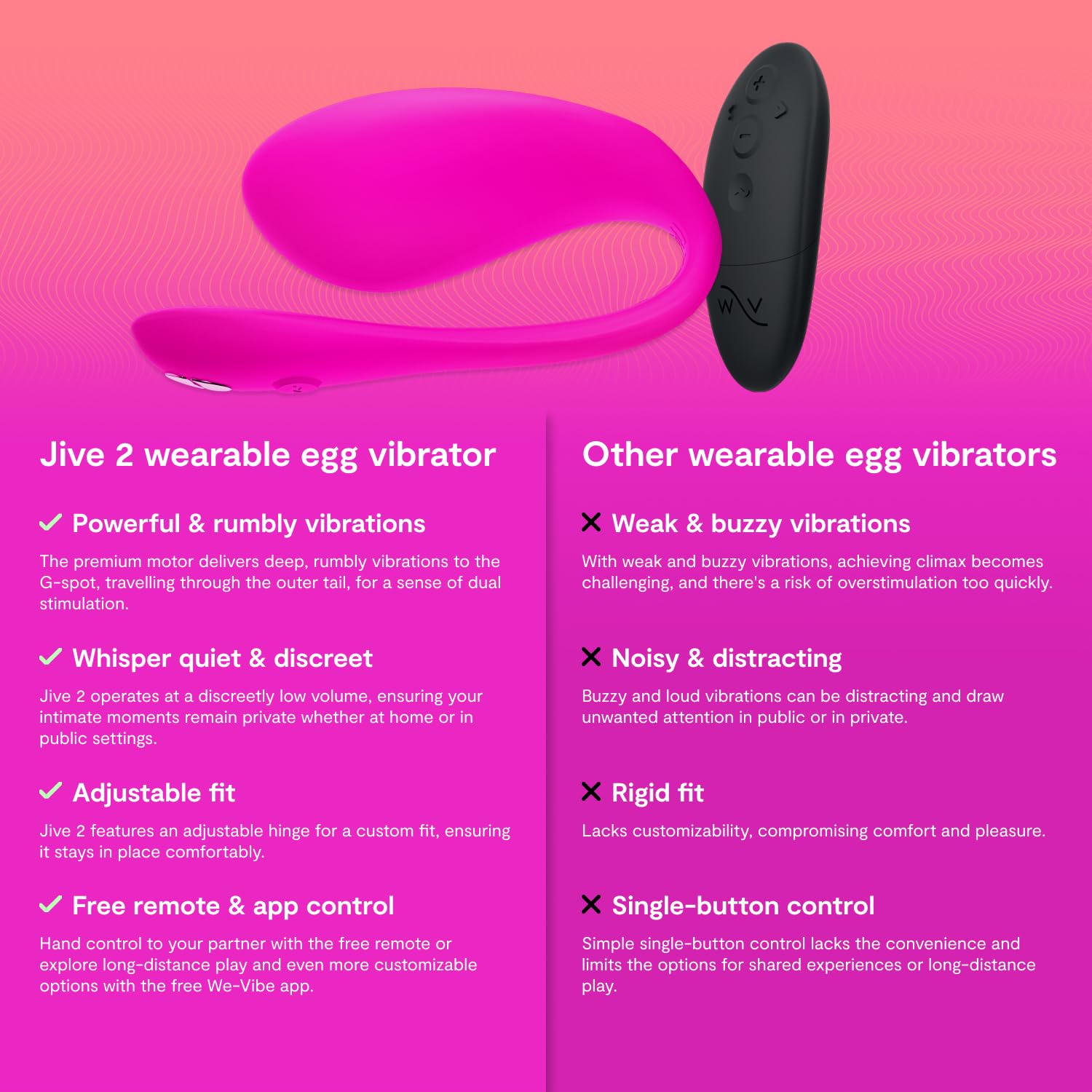 Jive 2 by We-Vibe Wearable G-Spot Vibrating Egg with App & Remote Control
