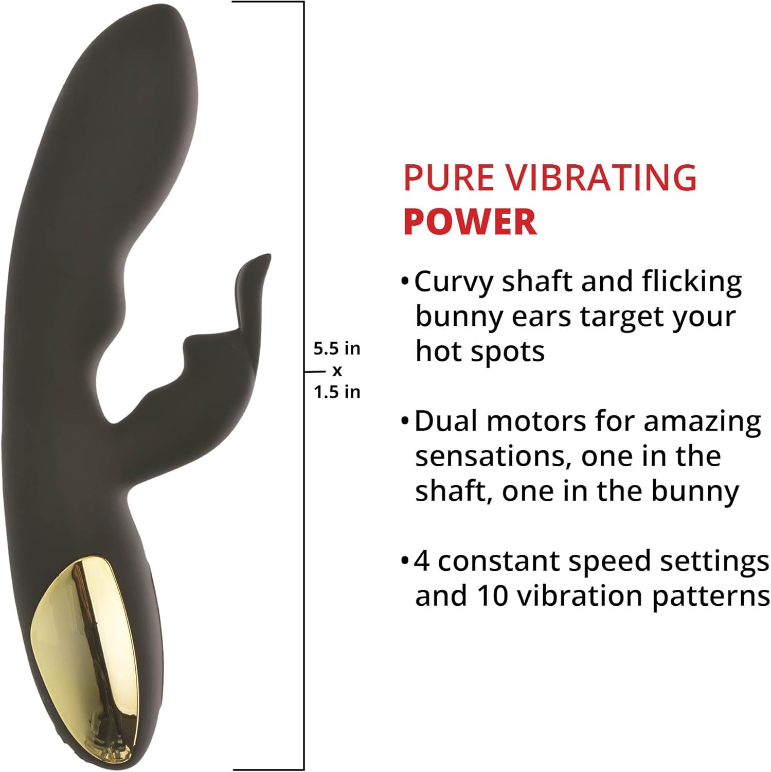 Adam & Eve Midnight Rabbit Vibrator - Curved Shaft with Flexible Bunny