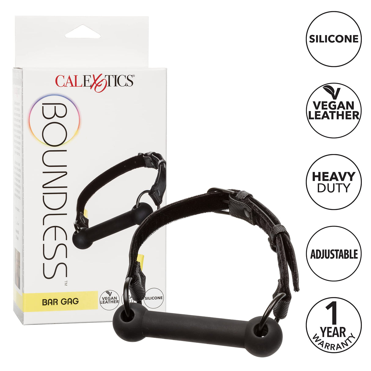 CalExotics Boundless Bar Gag - Teeth Safe with Adjustable Vegan Leather