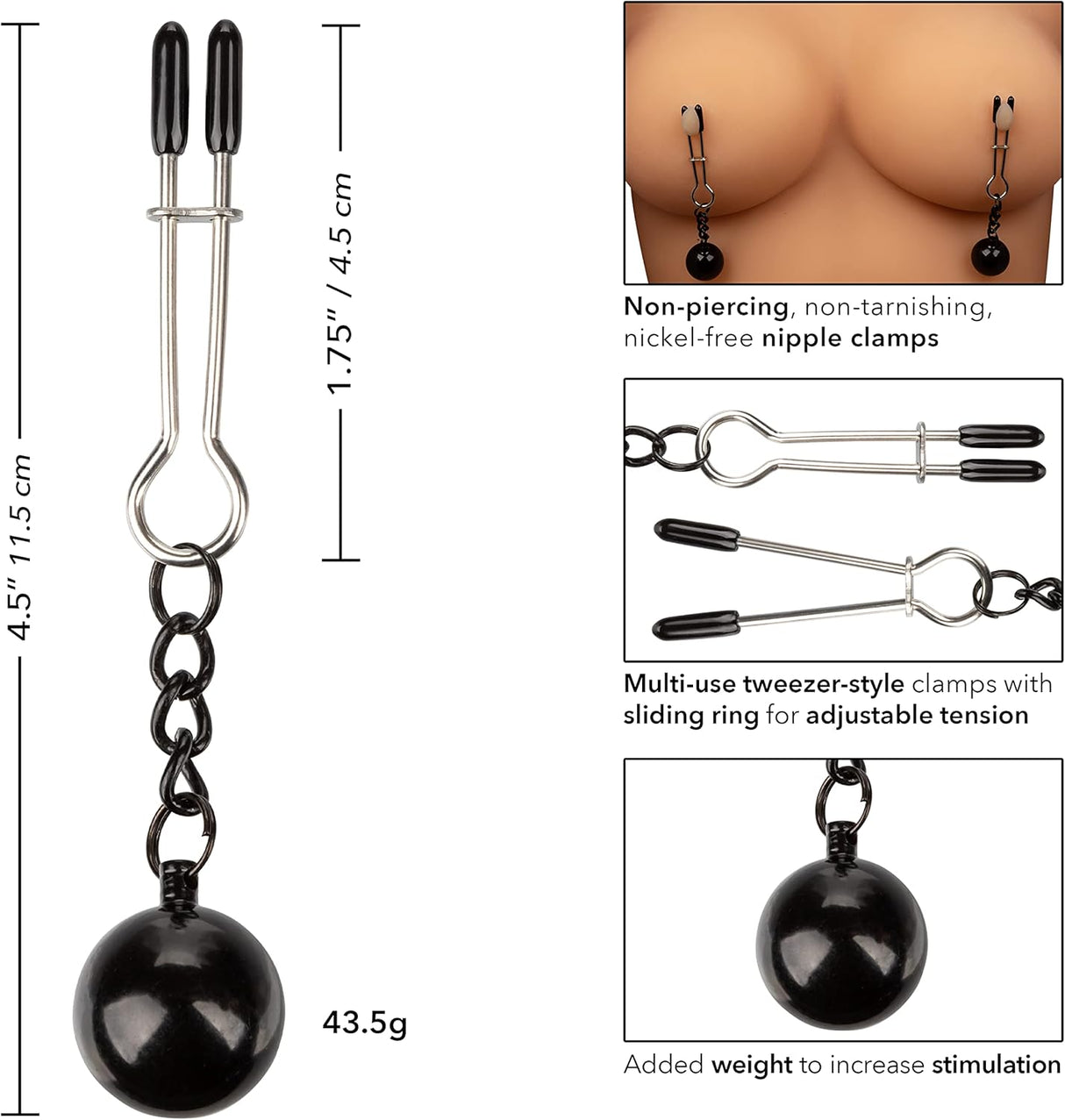 CalExotics Weighted Nipple Clamps - Tweezer Grip