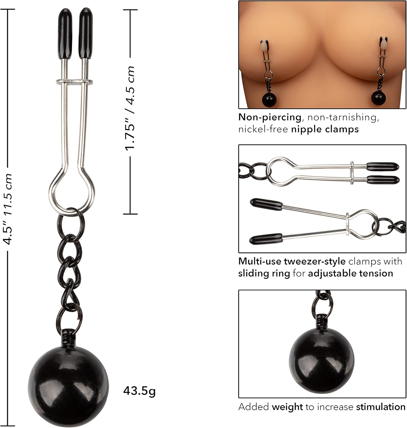 CalExotics Weighted Nipple Clamps - Tweezer Grip