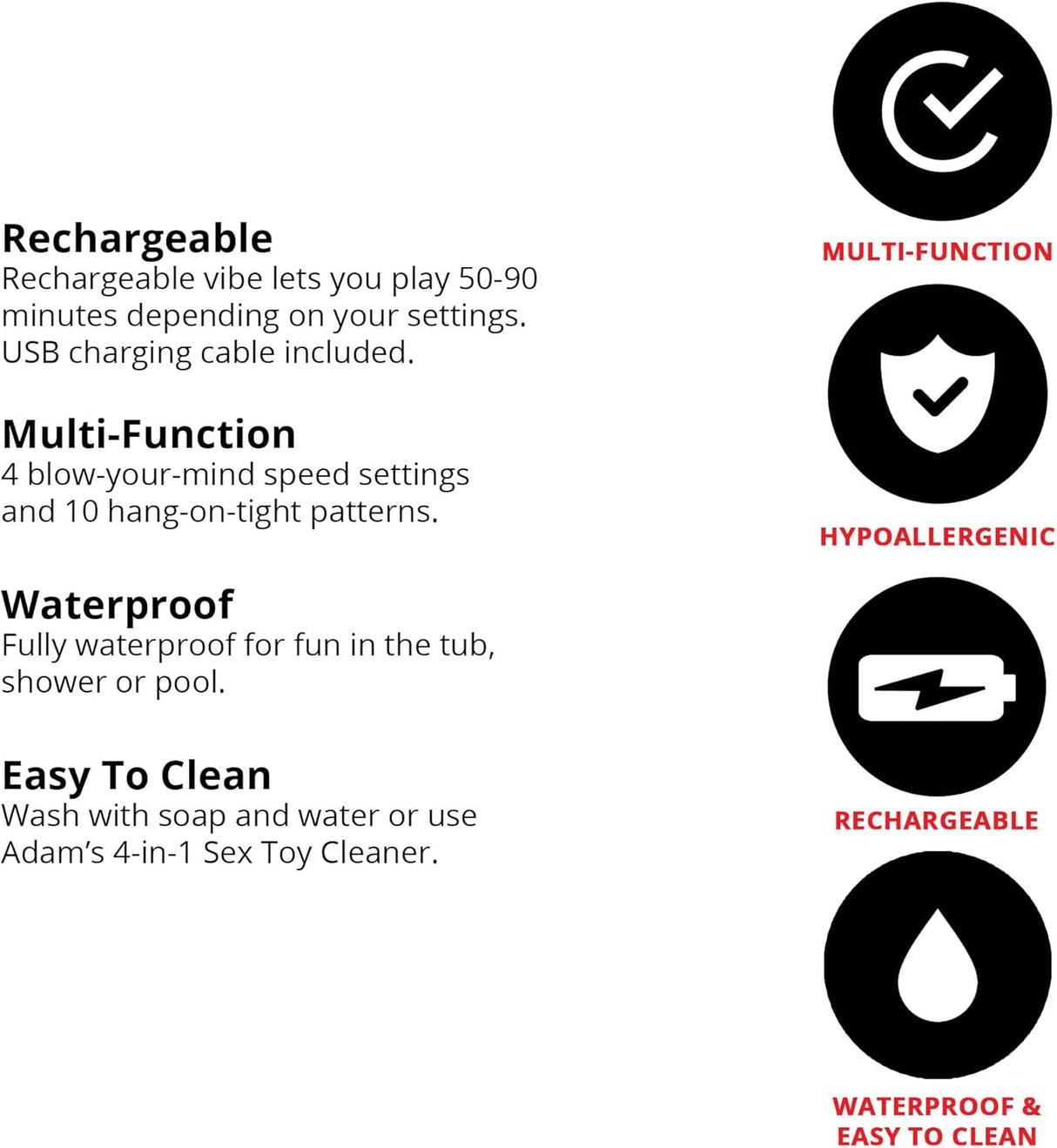 Adam & Eve Midnight Rabbit Vibrator - Curved Shaft with Flexible Bunny