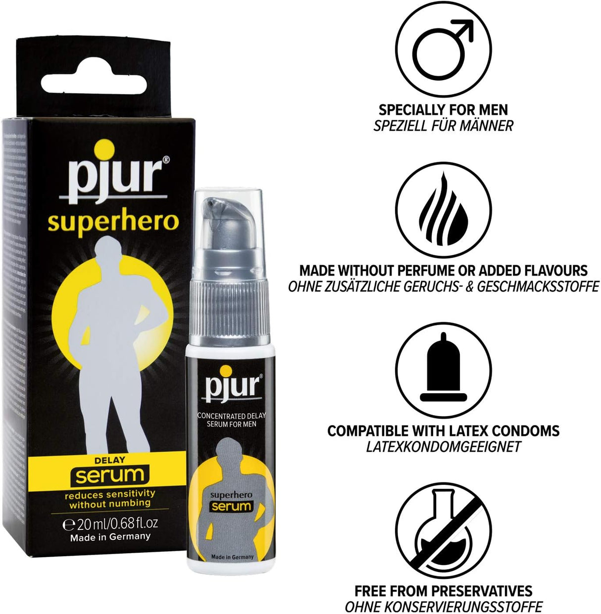 pjur Superhero Delay Serum for Men - Reduces Hypersensitivity (20mL)