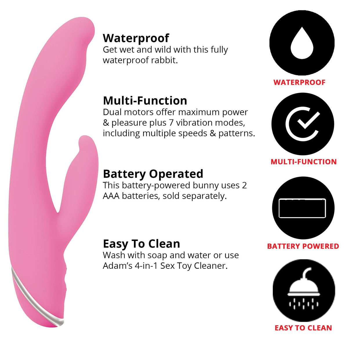 Adam & Eve G-Gasm Rabbit Vibrator - Dual Motors with Flexible Clit Tickler + G-Spot Tip