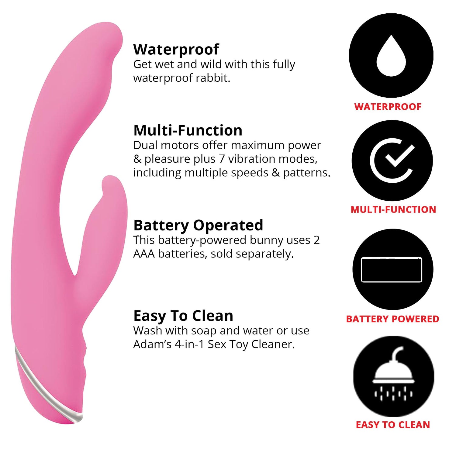 Adam & Eve G-Gasm Rabbit Vibrator - Dual Motors with Flexible Clit Tickler + G-Spot Tip