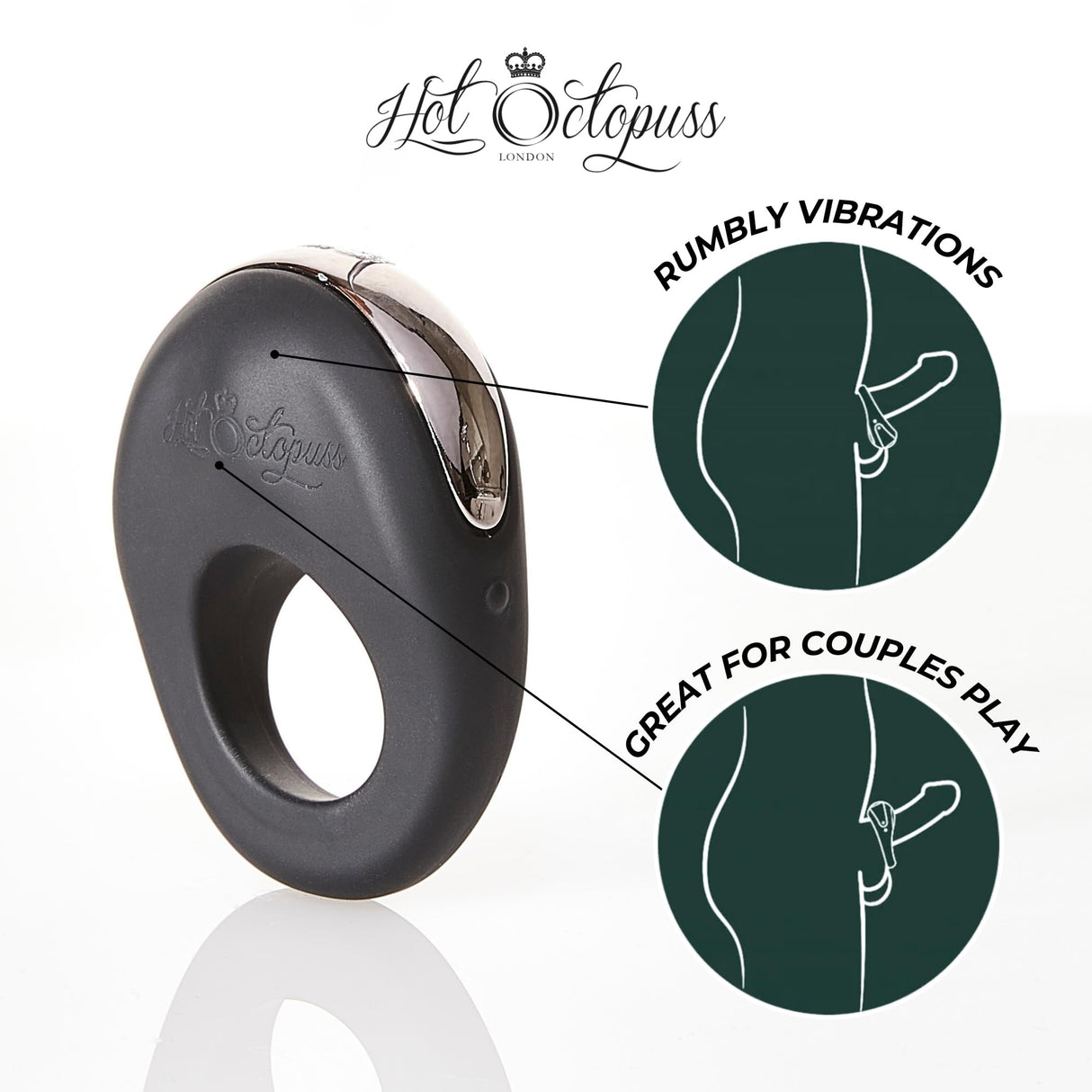 Atom Plus Lux Remote Controlled Dual Vibrating Cock Ring - Whisper Quiet & Waterproof