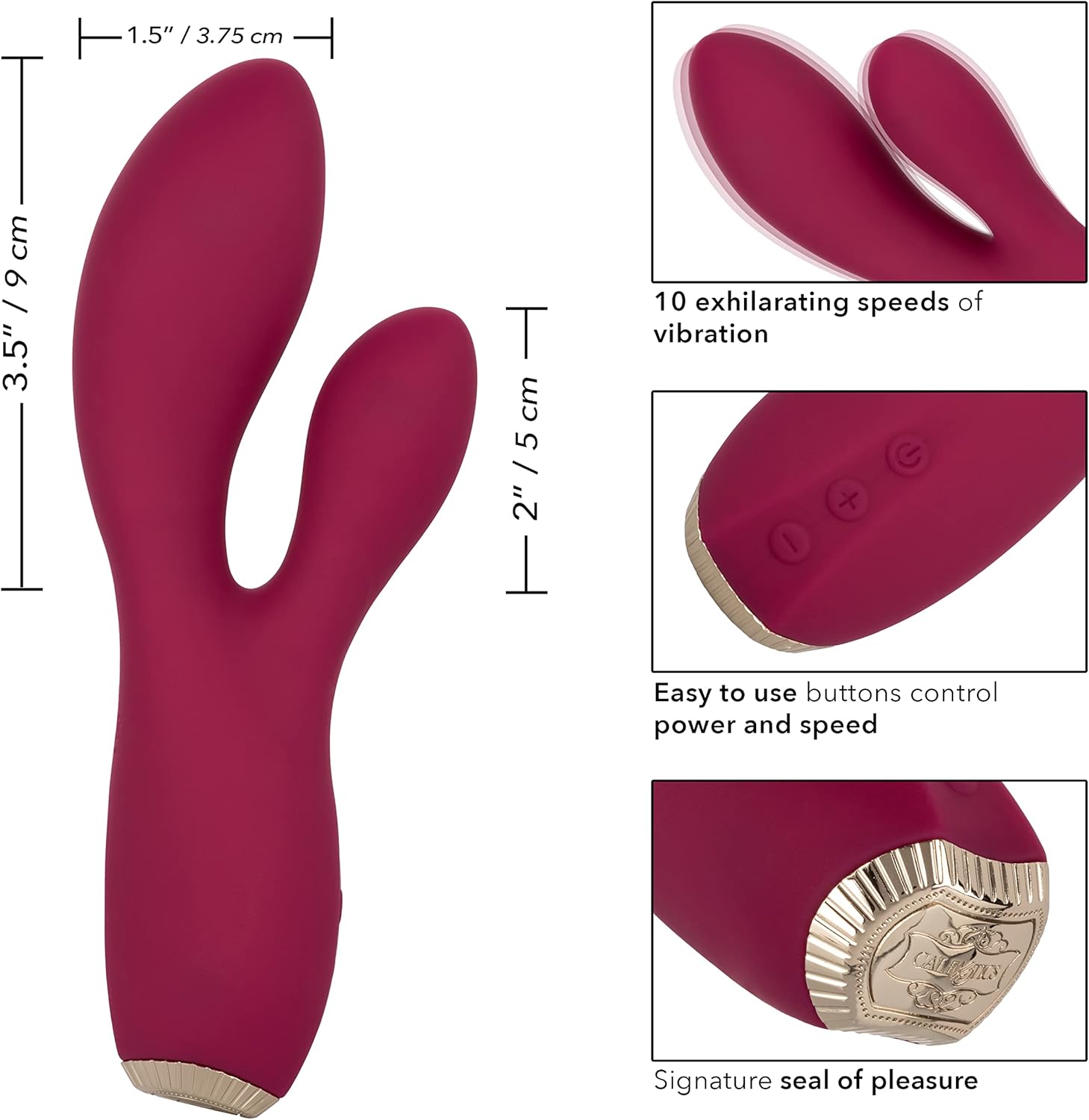 CalExotics Uncorked Cabernet – Luxurious Dual Massager with 10 Vibration Speeds