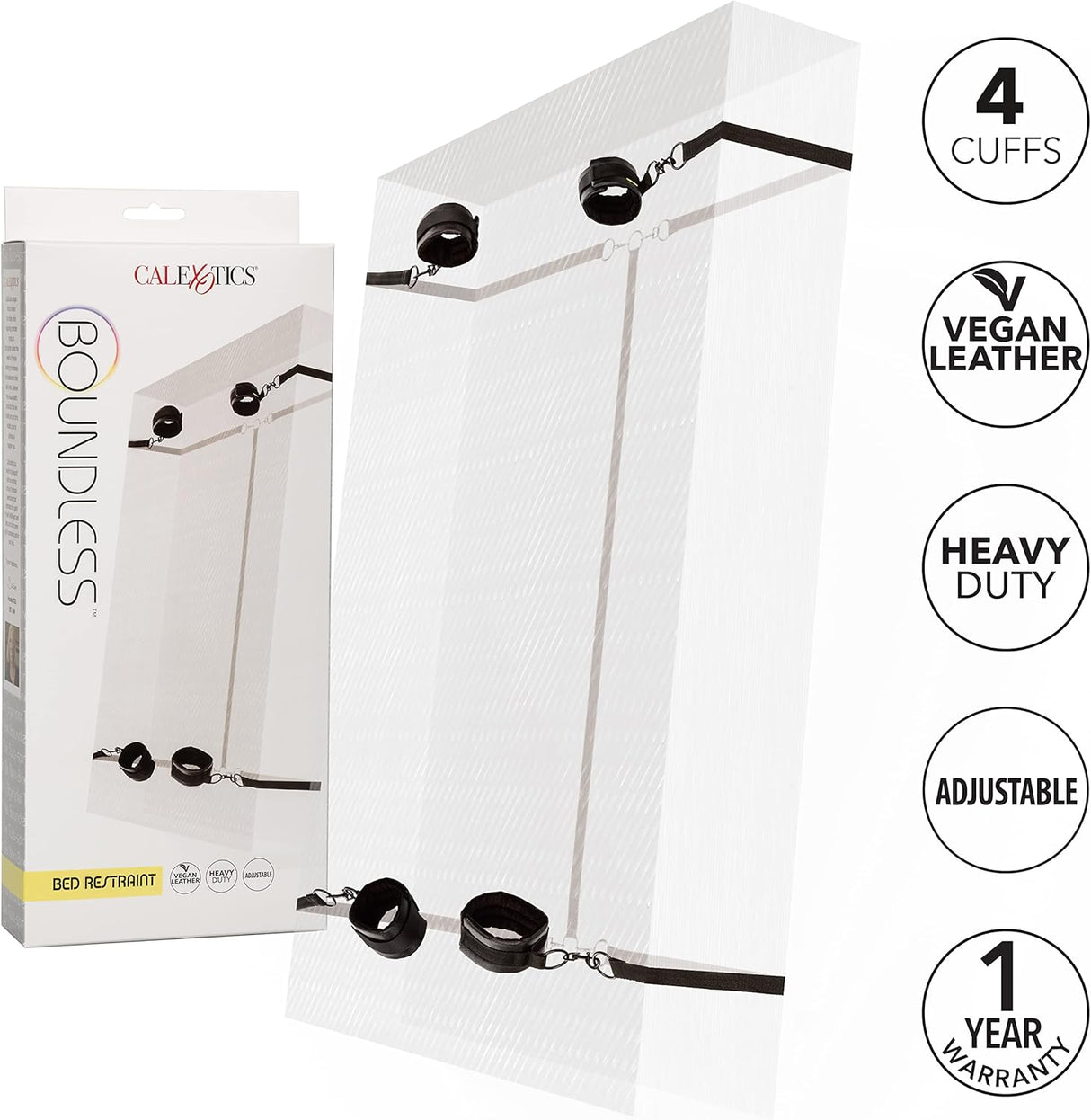 CalExotics Boundless Bed Restraint - Adjustable & Comfortable, All Pieces Included