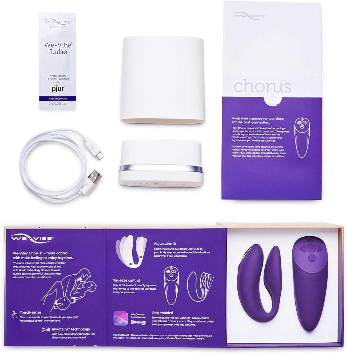 Chorus by We-Vibe - Adjustable Couples Vibrator - App Controlled & Waterproof (Purple)