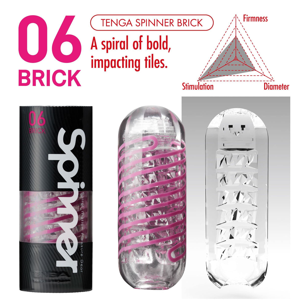 Tenga Spinner 06 Brick - Spiral Male Masturbation Sleeve with Lube Included