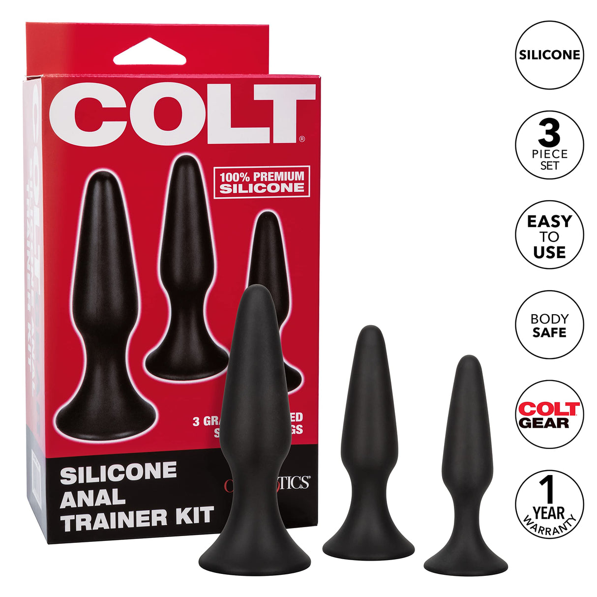 CalExotics COLT Anal Trainer Kit - Graduated Anal Plugs for Safe Training