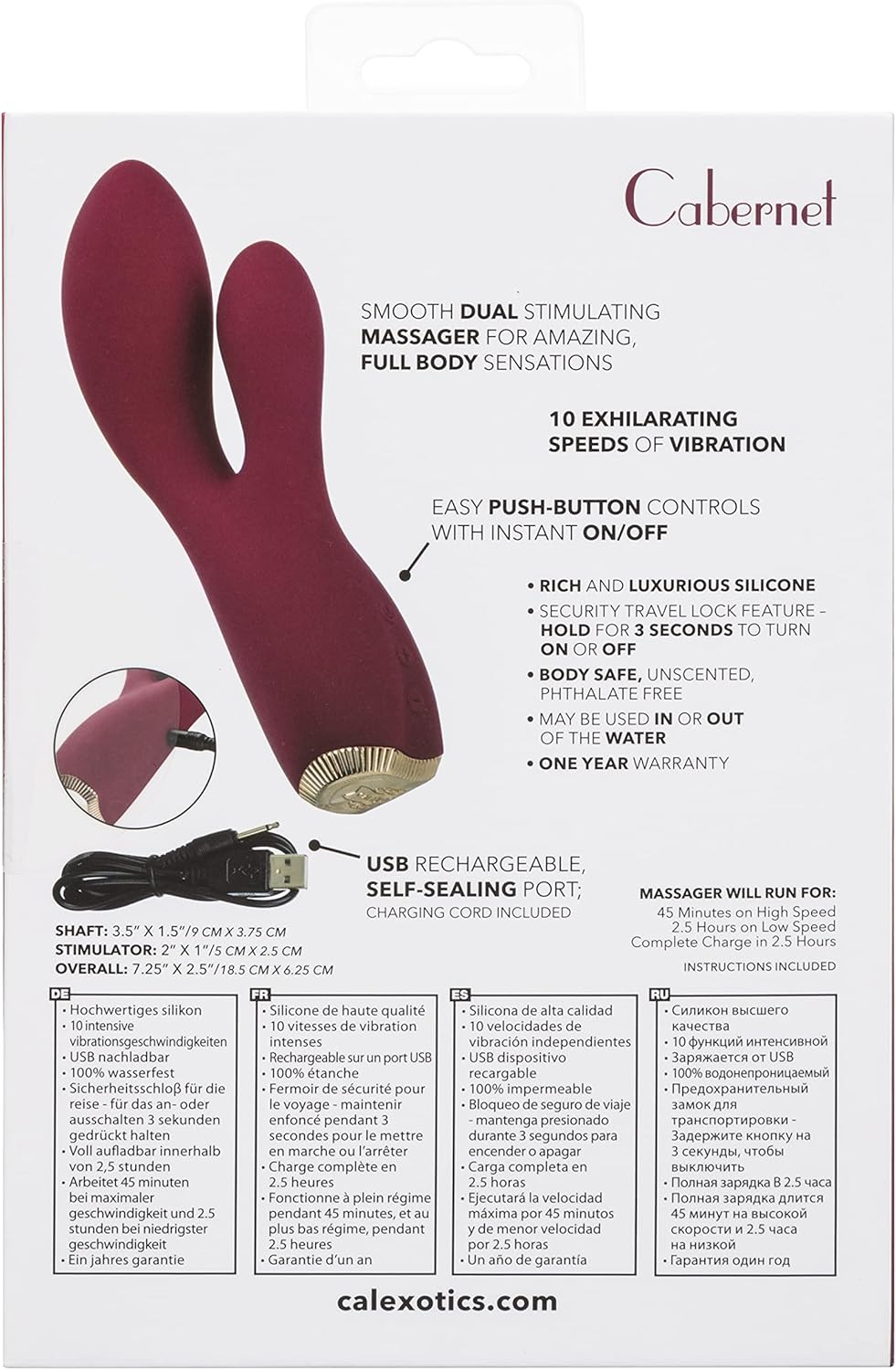 CalExotics Uncorked Cabernet – Luxurious Dual Massager with 10 Vibration Speeds