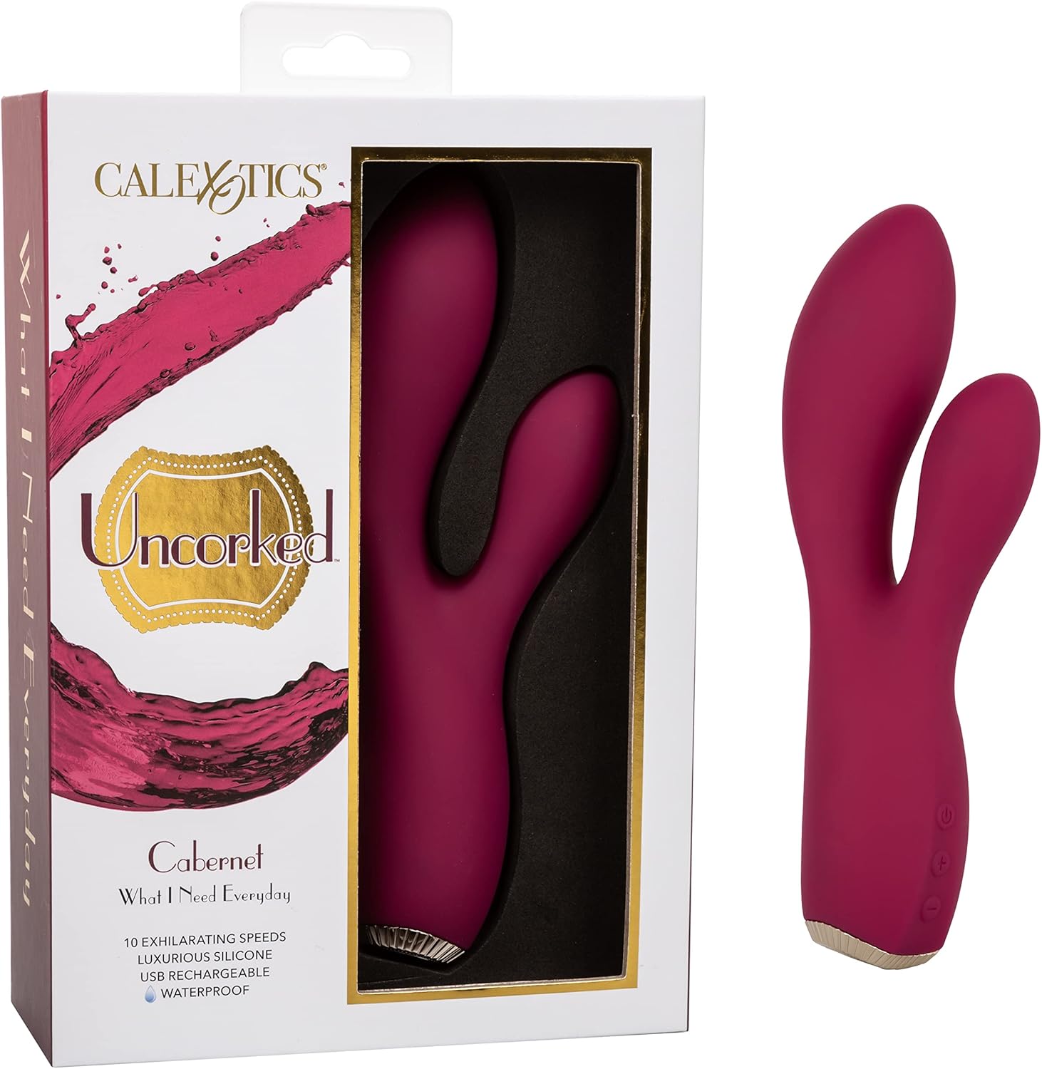 CalExotics Uncorked Cabernet – Luxurious Dual Massager with 10 Vibration Speeds