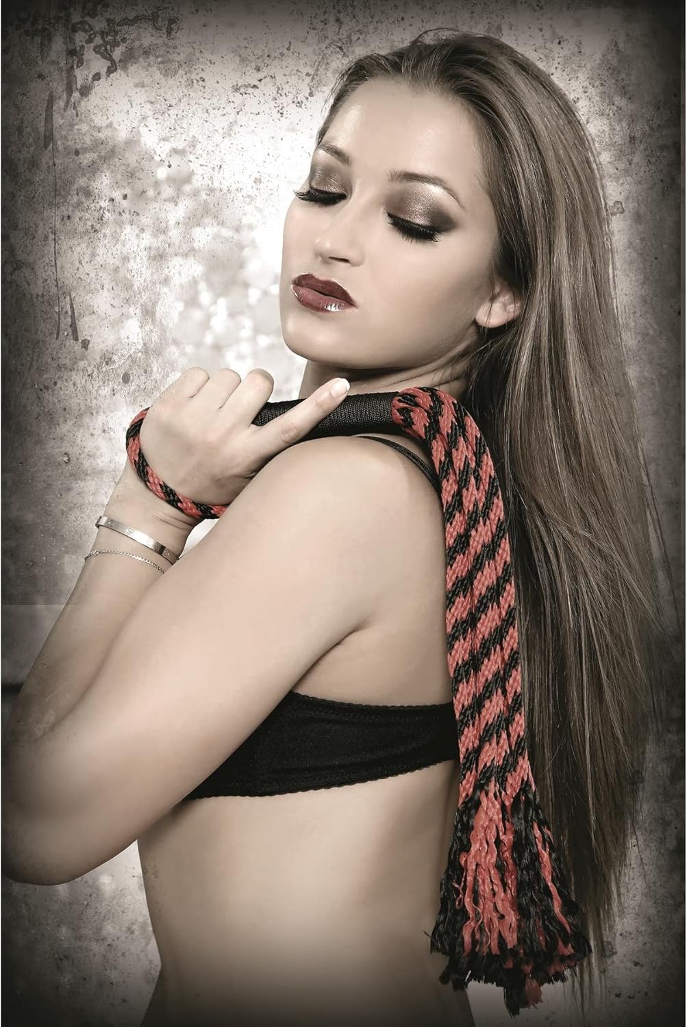 Adam & Eve Scarlet Couture Diamond Flogger - Secure Wrist Loop