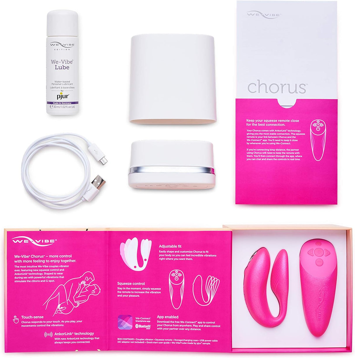 Chorus by We-Vibe - Adjustable Couples Vibrator - App Controlled & Waterproof (Pink)