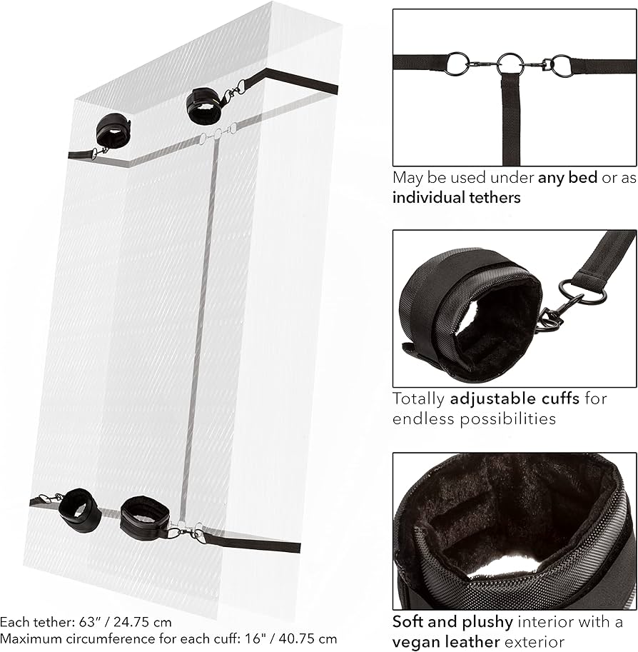 CalExotics Boundless Bed Restraint - Adjustable & Comfortable, All Pieces Included
