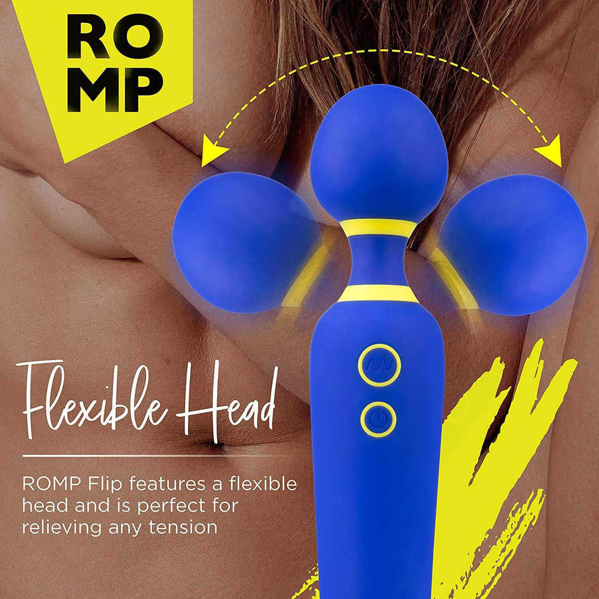 Romp Flip Wand Vibrator - Flexible Head, 10 Vibrations, Waterproof & Whisper Quiet