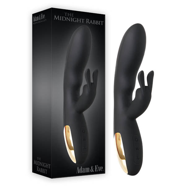Adam & Eve Midnight Rabbit Vibrator - Curved Shaft with Flexible Bunny